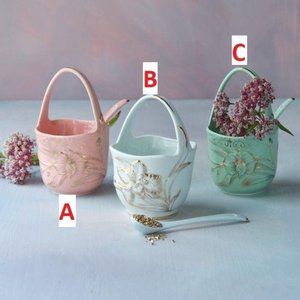 Porcelain Basket w/Spoon Holder! THREE Styles!